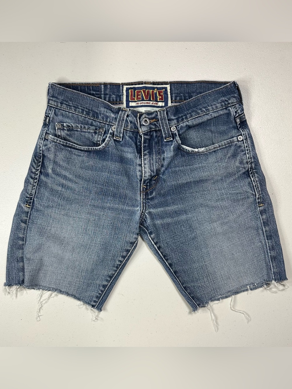 Levi's Light Blue Cutoff Denim Shorts with Frayed Hem